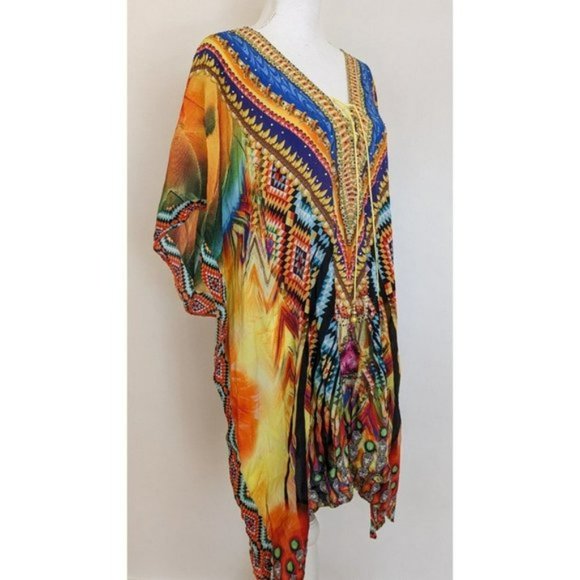 Vizcosa Embellished Silk Kaftan - Picture 2 of 8